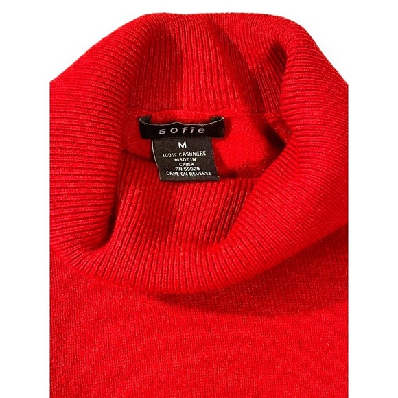 Sofie 100% Cashmere Turtle Neck Stretch Pullover Sweater Women's Red M - Picture 6 of 14